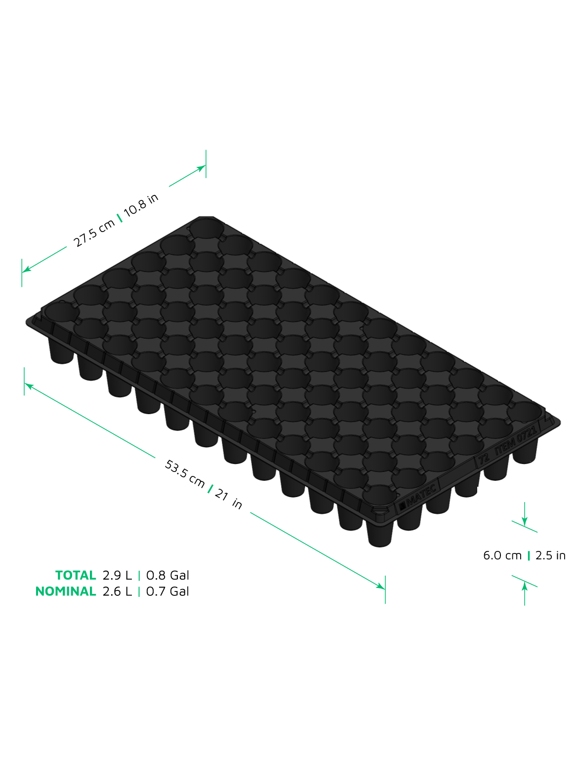 Charola de Plastico de 72 cavidades redondas