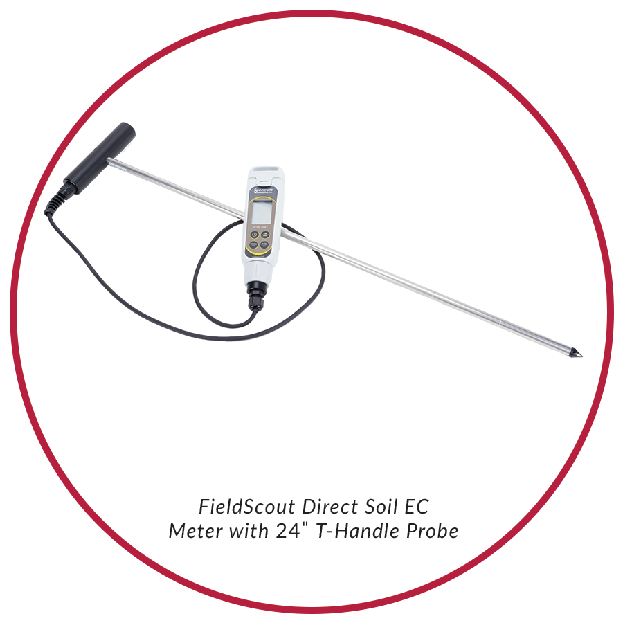 Medidor de CE de suelo FieldScout - Sonda y mango T de 24 (2266FST24P)
