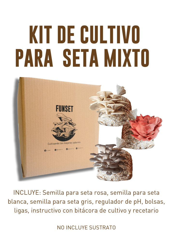 Kit Mixto para Cultivo de Seta Blanca/ Gris/ Rosa