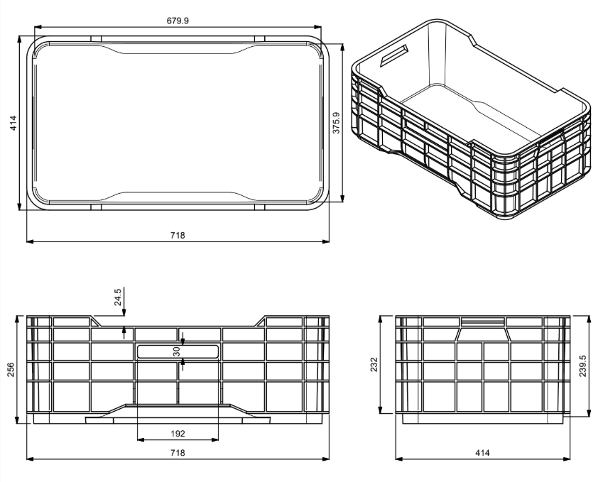 Caja de Plástico de Capacidad 28 kg