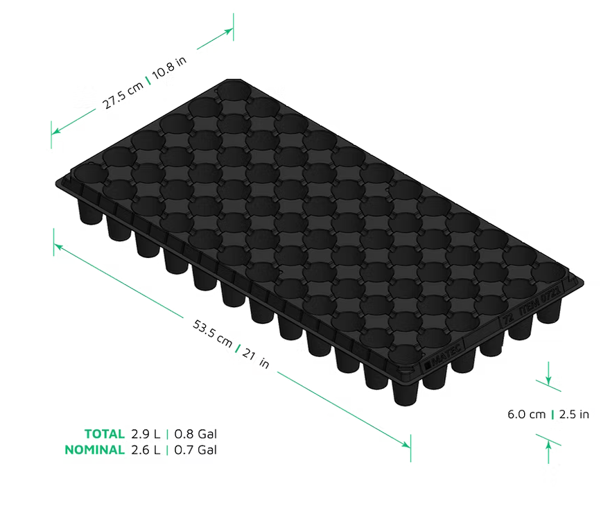 Charola Plástico 72 cavidades redondas