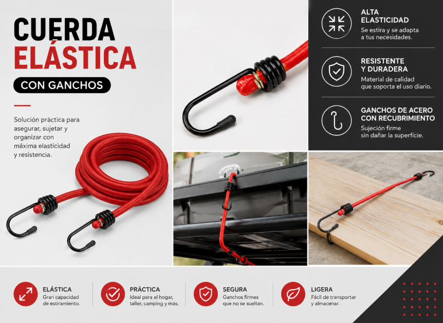 Línea de Cuerdas Elásticas Industriales Uline Alta Resistencia