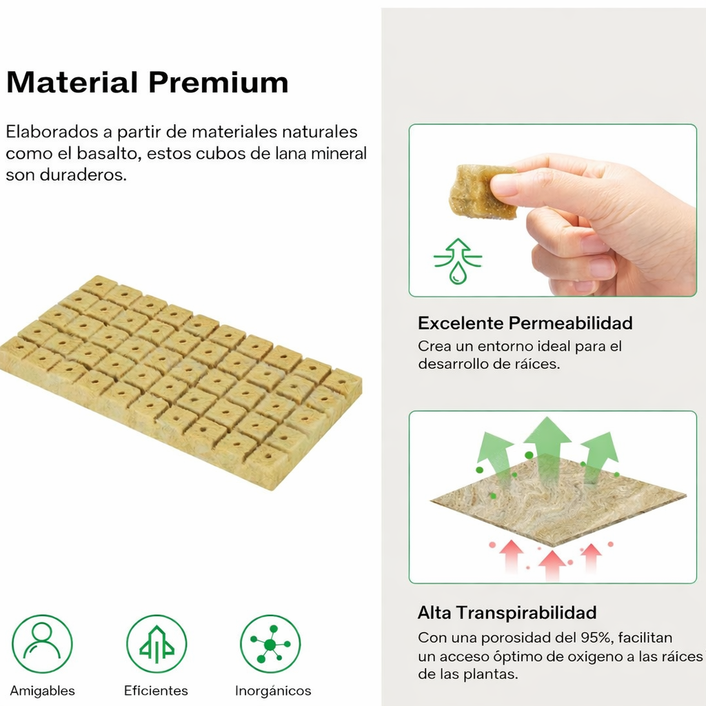 Lana de Roca para Germinación y Propagación