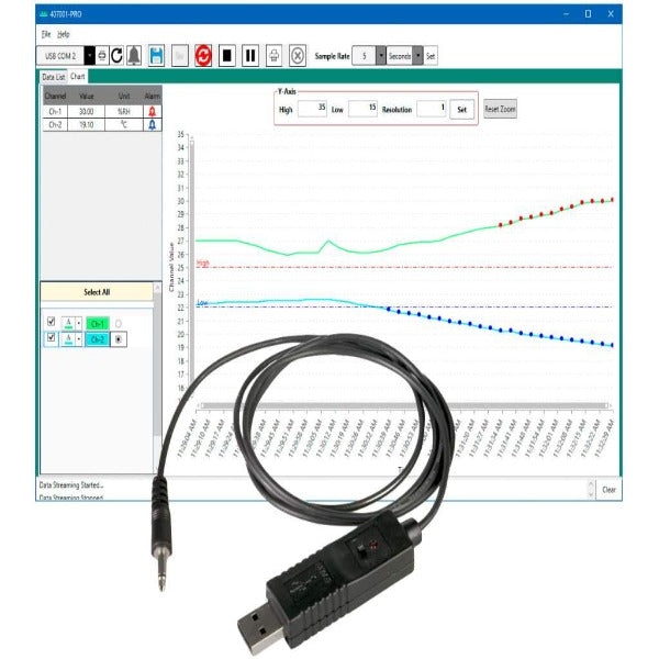 Extech 407001-PRO - Software y Cable de Adquisición de Datos