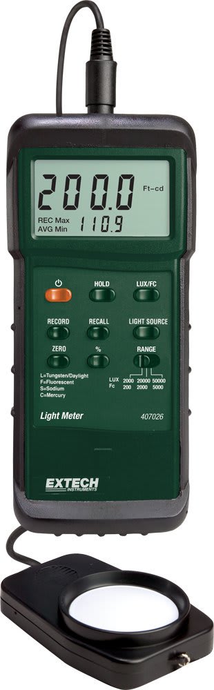 Photometer Extech Extech 407026 - Fotómetro FC/Lux de Alta Resistencia con Funda ...