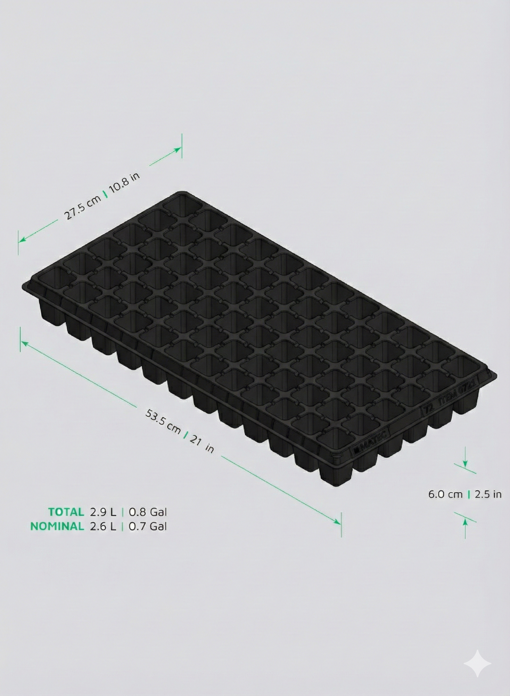 Charola de Plástico de 72 cavidades cuadradas