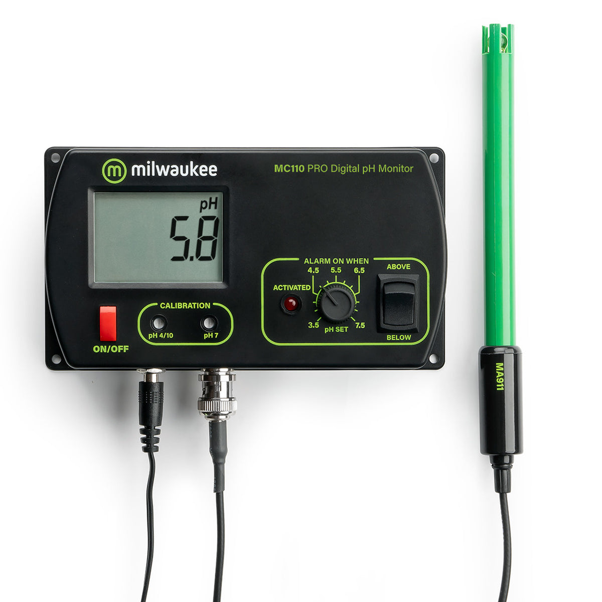 Milwaukee MC110US – Monitor continuo de pH 0-14 con alarma visual