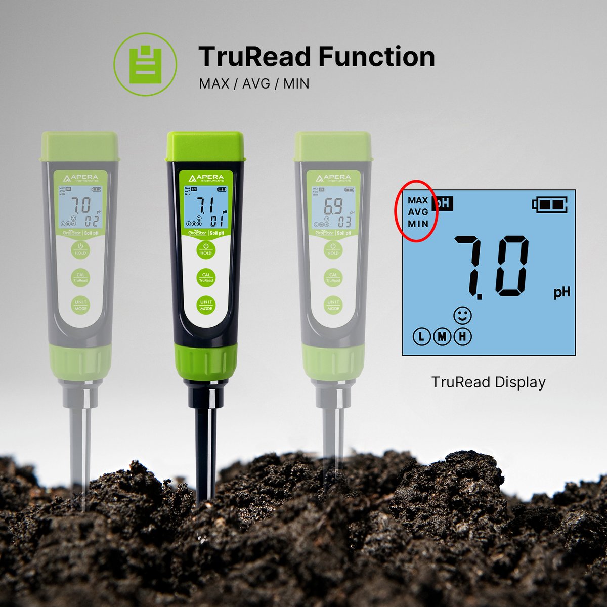 Apera GroStar GS2 - Medidor de pH para Suelo con Electrodo
