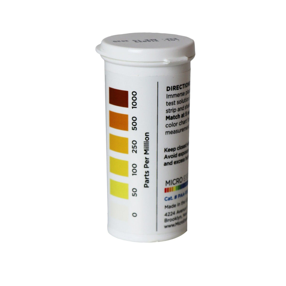 Tiras Reactivas Hydrion: Ácido Peracético (0-1000 mg/L)