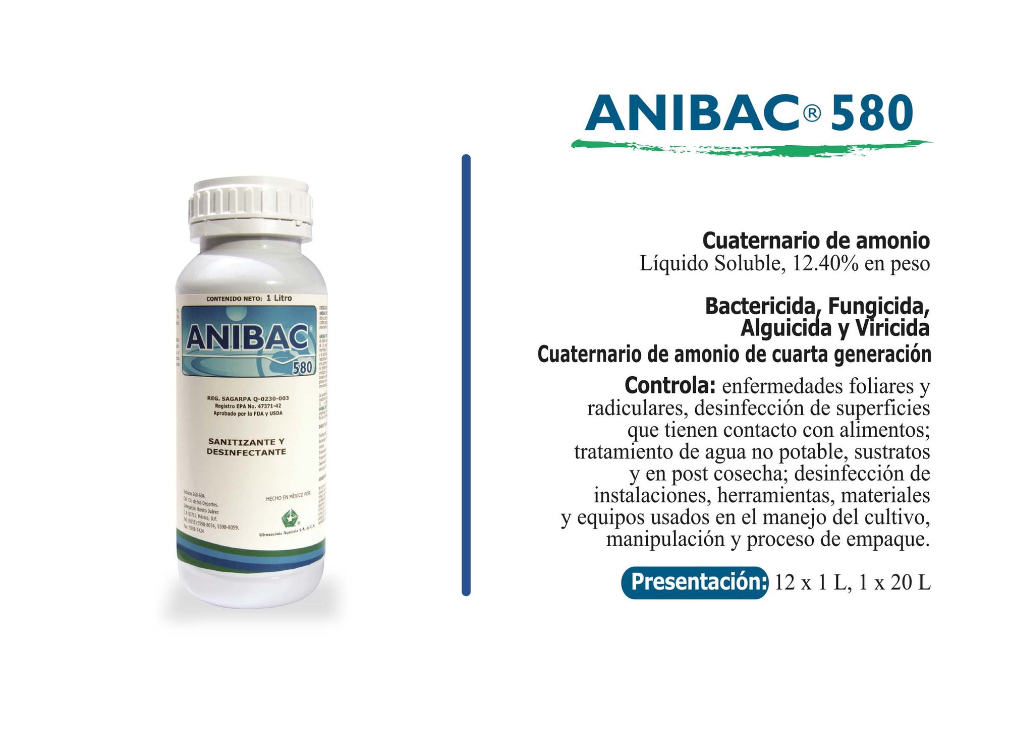 Anibac 580 Sales Cuaternarias de Amonio