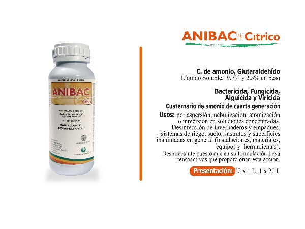 Anibac Cítrico - Sales Cuaternarias de Amonio con Glutaraldehido