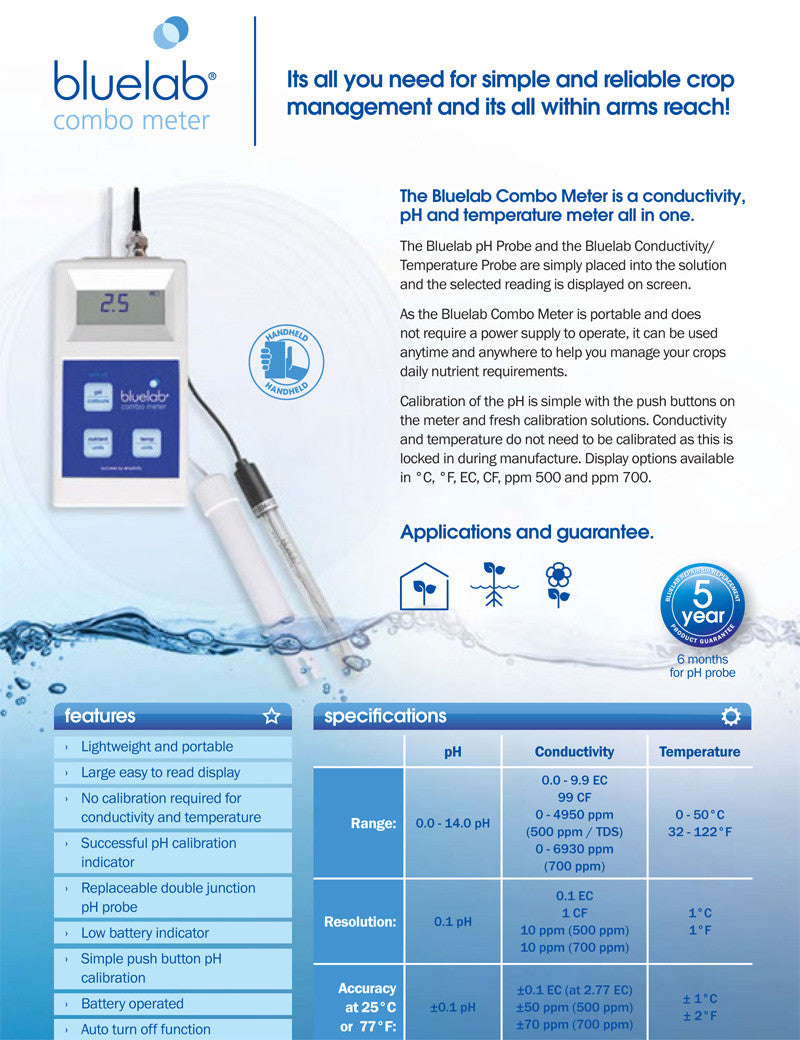 Medidor de ph, conductividad electrica y temperatura Bluelab Mexico
